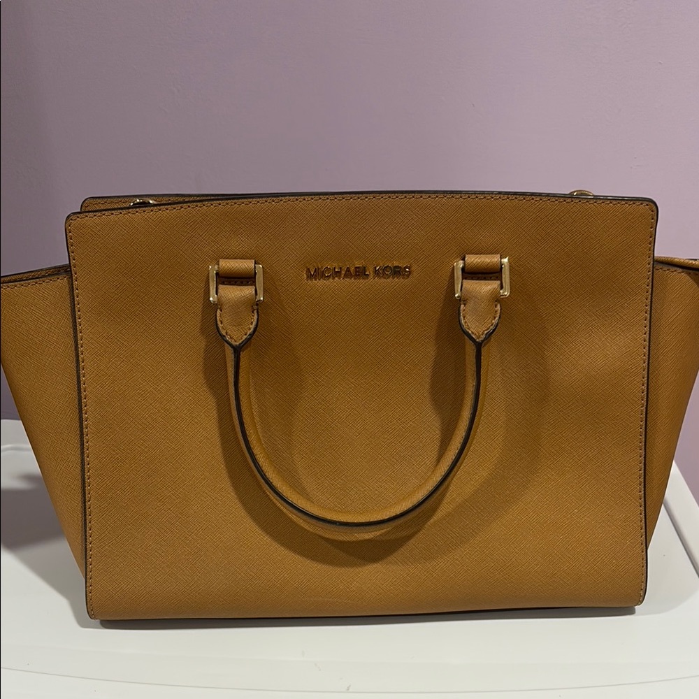 Michael Kors Tan Satchel Structured Design